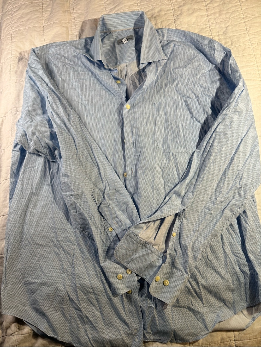 Peter Millar Light Blue Micro-Pattern Dress Shirt